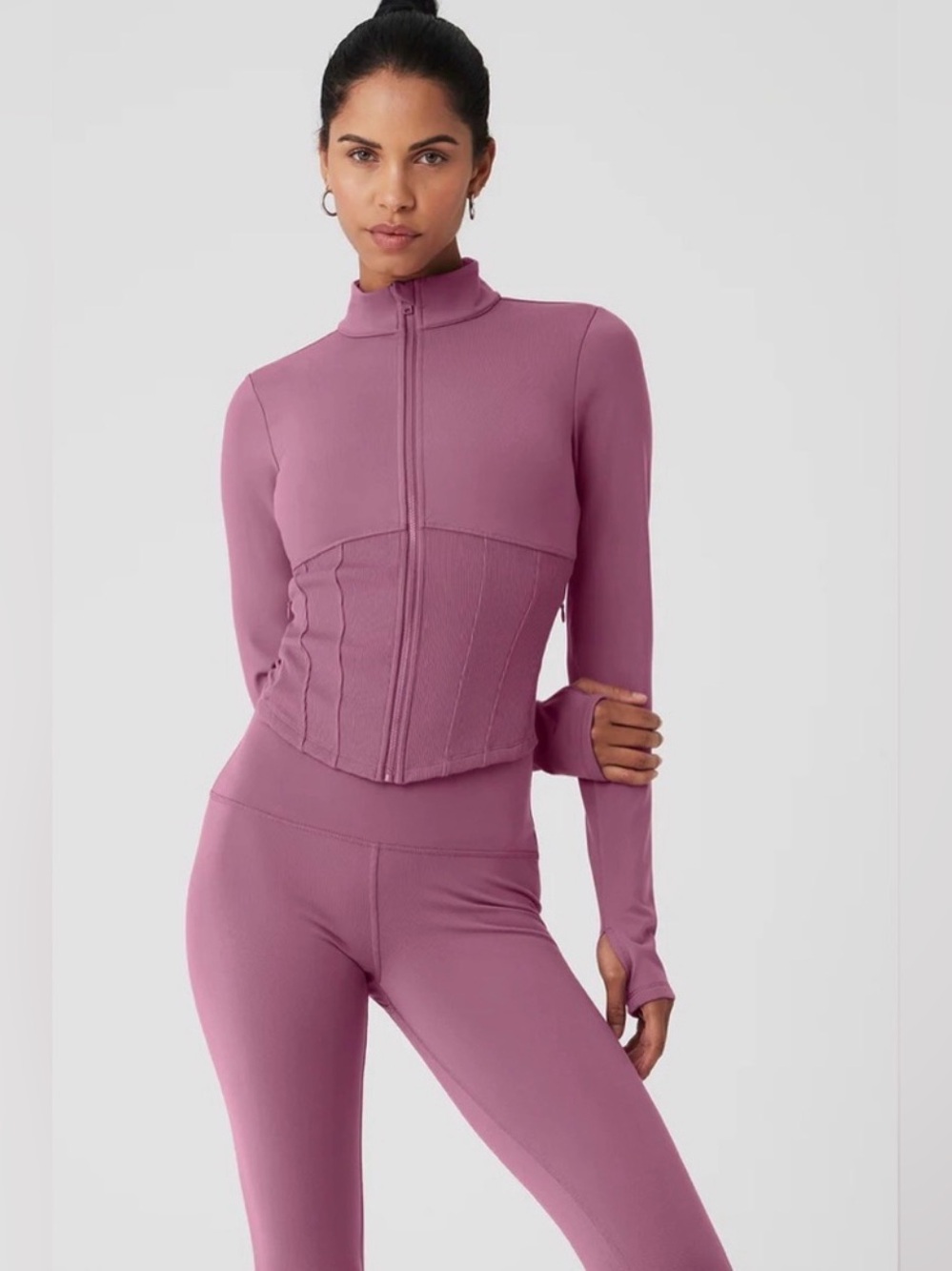 ALO Yoga - Airbrush Corset Full Zip Jacket in Soft Mulberry, New with Tags, XS